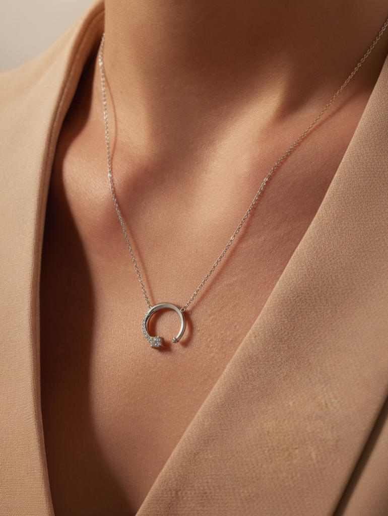 Cresent Moon Diamond Pendant